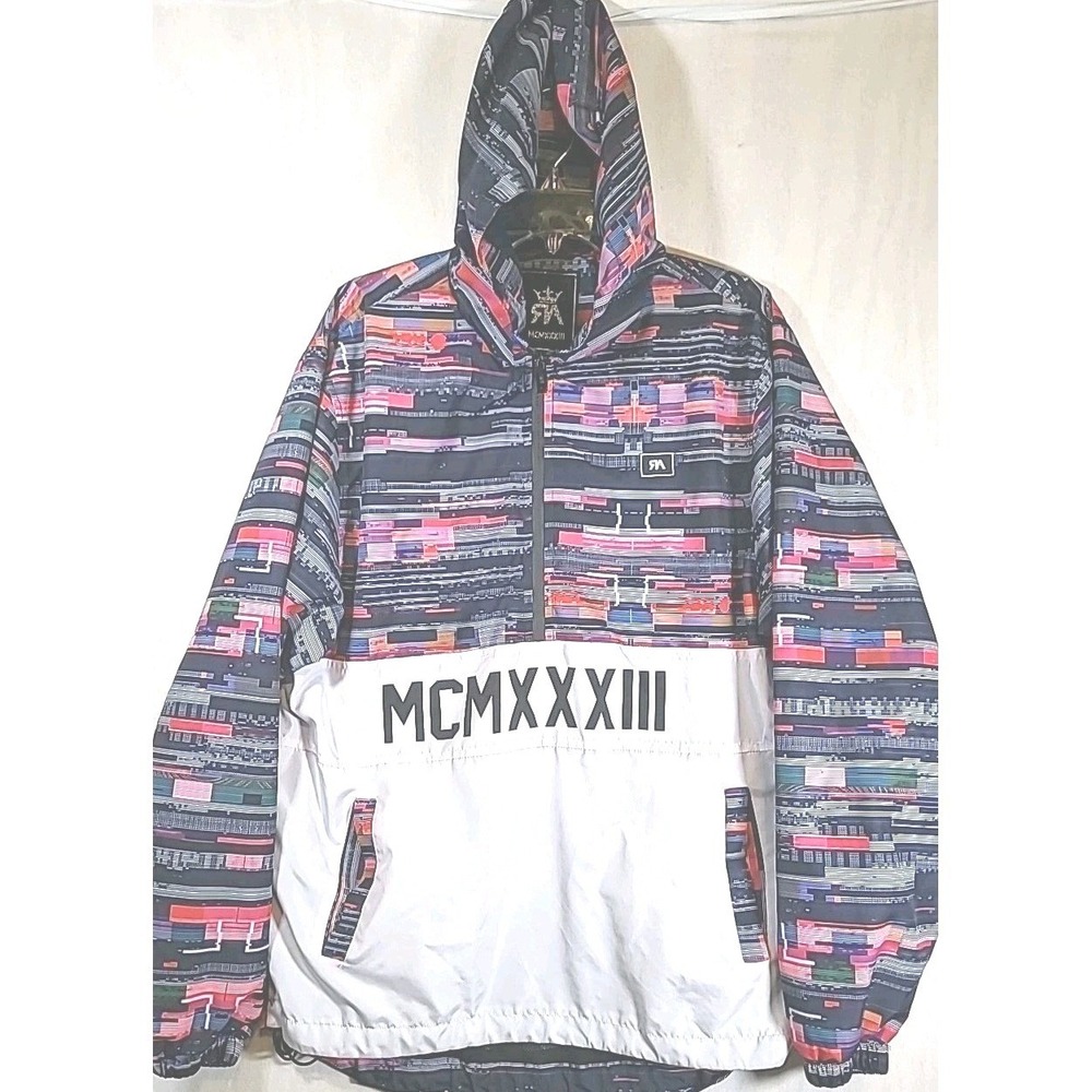 Red‎ Ape Jacket Mens Size Large MCMXXXIII Windbreaker All Over Print 1/2 Zip